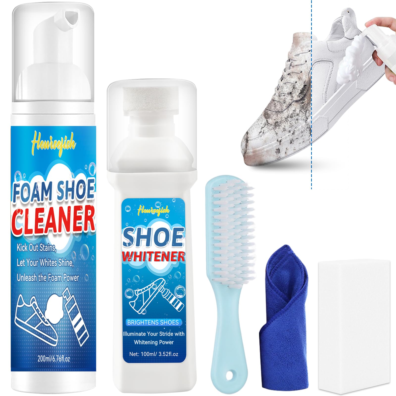VaporSole Sneaker Cleaner & Whitener Kit — before and after sneaker cleaning
