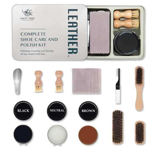 Complete Shoe Polish &amp; Shine Kit (13-Piece, Travel Case)